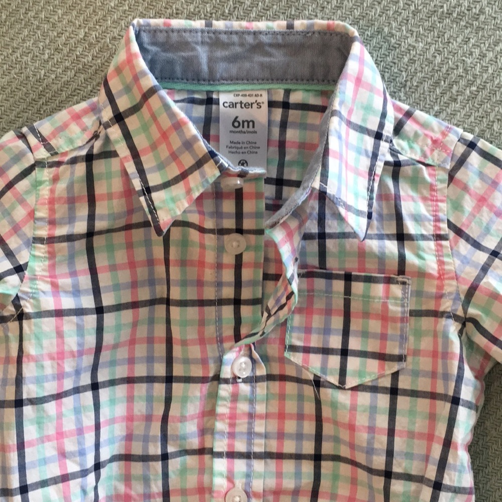Carter’s 6M Plaid Onesie Button Down Easter Spring